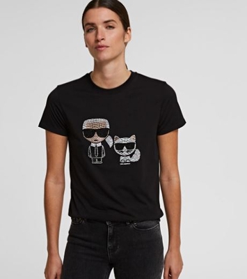 Camiseta Karl Lagerfeld&Choupette strass negra